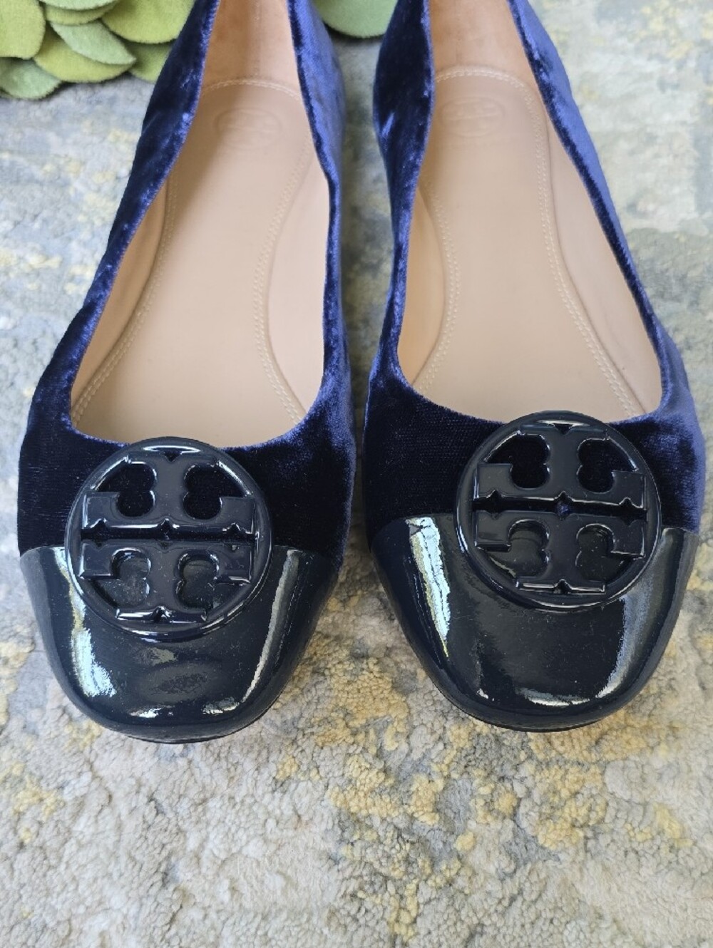 Tory Burch Chelsea Cap-Toe Ballet Flats in Royal Navy Velvet Size 9.5 - Picture 2 of 12